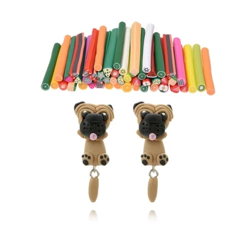 

52 Pcs 3D Decorations: 50Pcs Fruit Nail Art Clay Canes Rods Sticks Stickers Tips & 1 Pair Women 3D Polymer Clay Cute Cartoon Ani