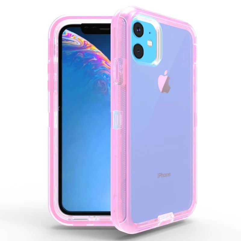 clear pink Чехол для Iphone 11 Pro Max чехол противоударный Робот Бронированный из твердого пластика чехол для Iphone 11 Pro XS MAX XR - Цвет: clear pink