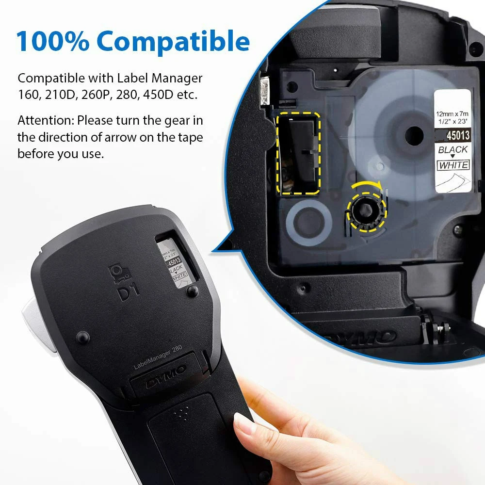 Unistar 6 шт. 12 мм 45013 45010 45016 45017 45018 45019 совместимый с Dymo D1 кассета для LabelManager 160|dymo d1 label