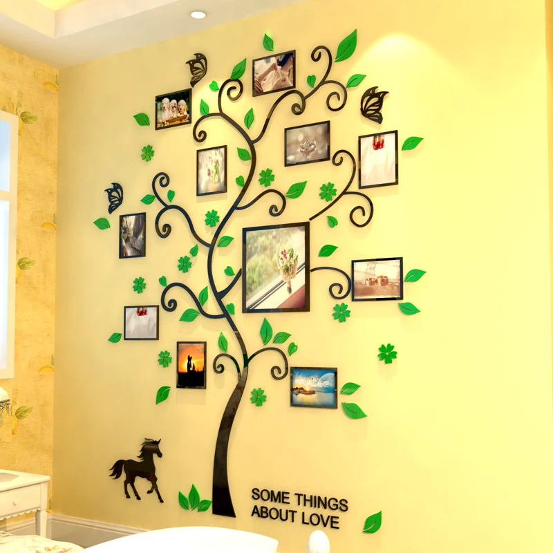 Гостиная коридор украшение дома картина рамка дерево самоклеющиеся Творческие дети фото Декор стены картины в виде наклеек