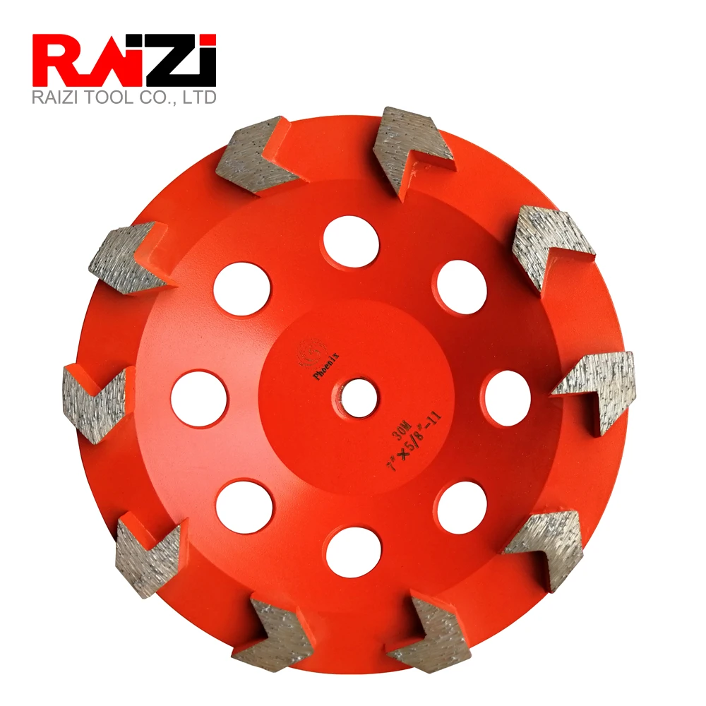 Raizi 5,7 дюймов стрелка сегмент среднего соединения бетона шлифовальные чашки колесо для углового шлифовального станка с M14, 5/"-11 Грит 30