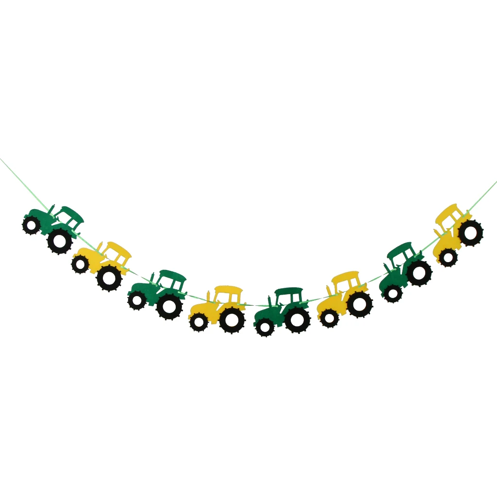 Cute Tractor Car Felt Bunting Banner Vehicle Garland Sign Home Garden Nursery Baby Shower Birthday Party Hanging Decorations