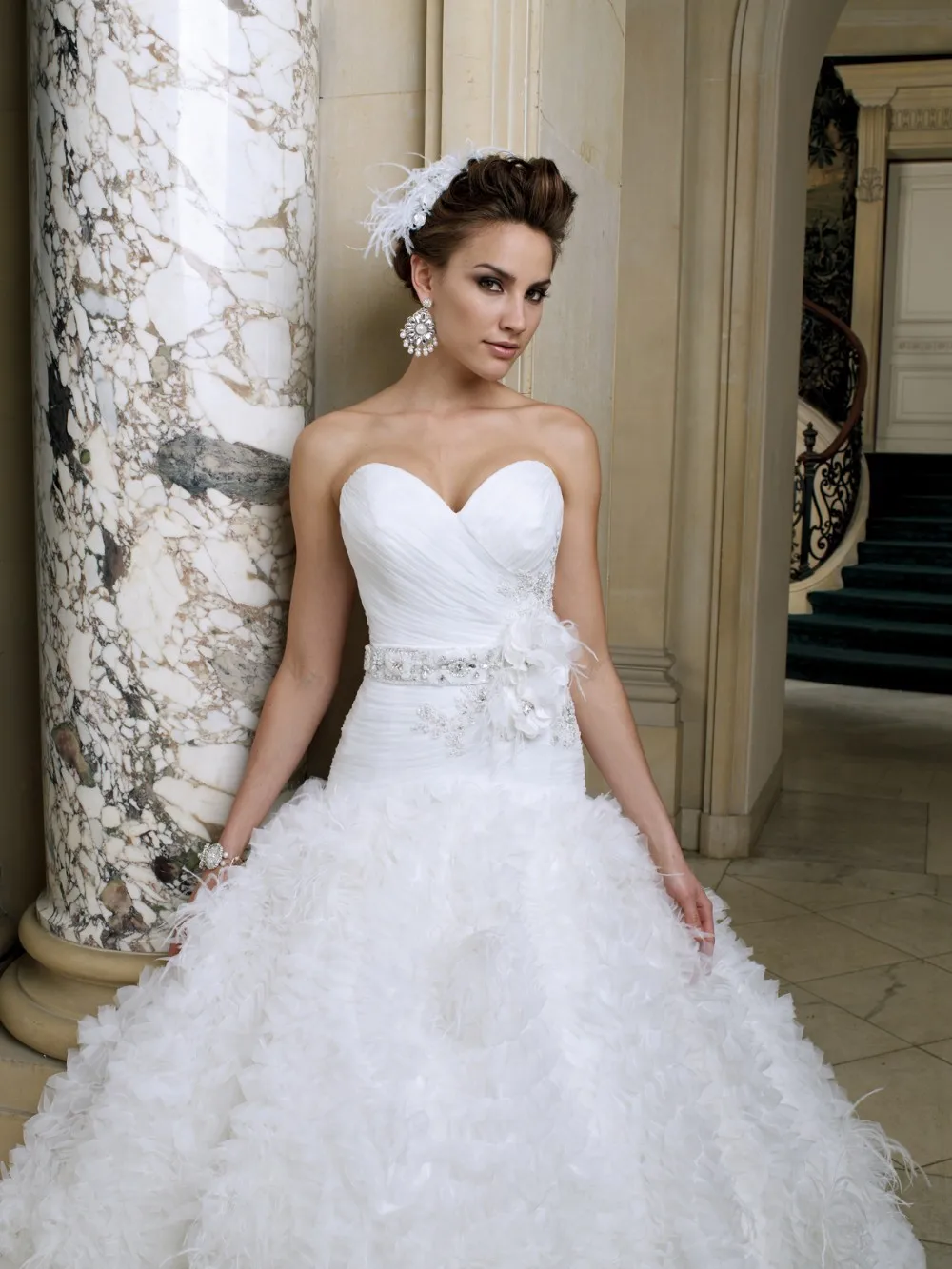 Nova chegada wv-180 amor branco flor artesанальный curvar um-linha vestidos de Casamento vestidos de noiva personalizado-feito