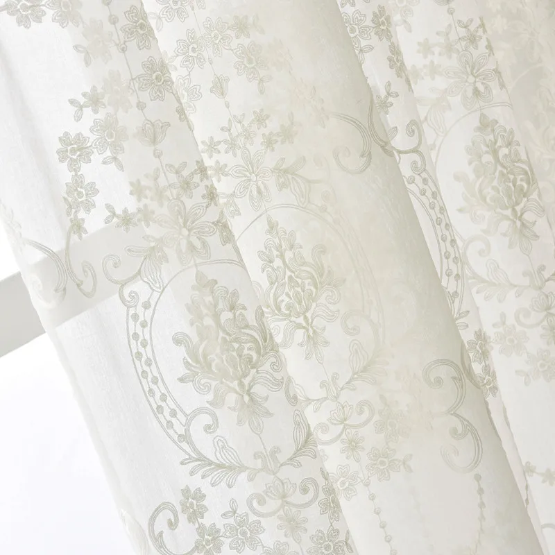 Tulle MAKEHOME вышитые белые прозрачные тюлевые шторы для гостиной европейские вуали тюлевые шторы для спальни кружевные оконные шторы - Цвет: Tulle