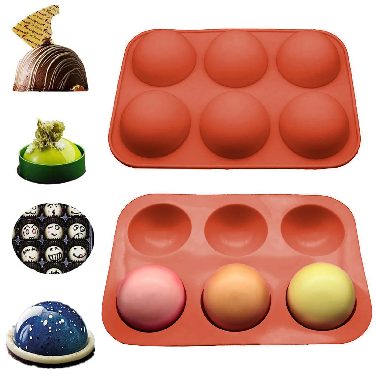 

1pc Food Grade Madeleine Silicone Mold For Cake Half Ball Sphere Silicone Cake Mold Muffin Chocolate Cookie Baking Mould Pan#Y5