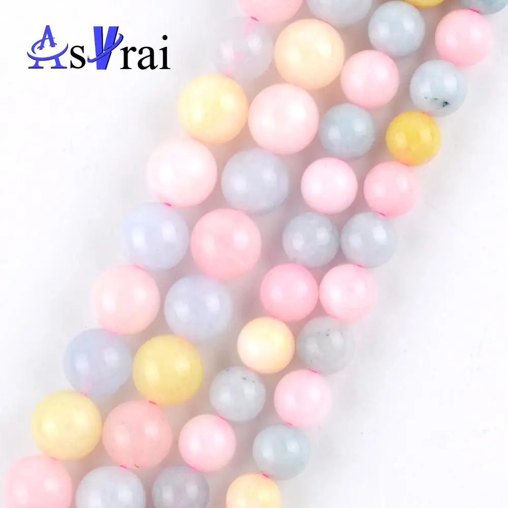 

8mm10mm Natural Morgunite Agates Beads Round Space Loose Beads for Jewelry Making DIY Handmade Bracelets Jewellery Gemtones 15"