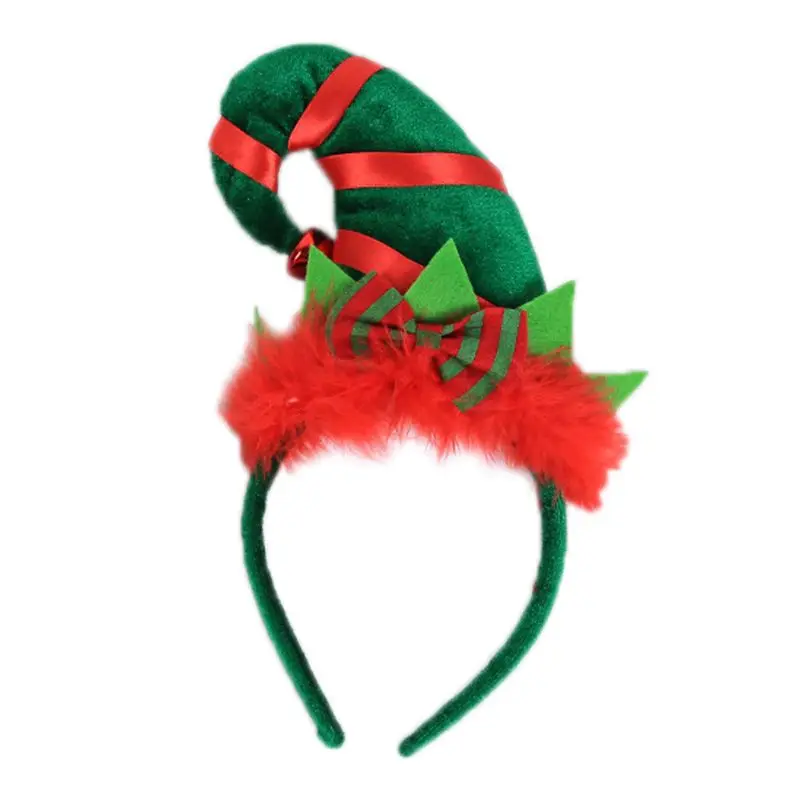 Children Adult Christmas Santa Elf Hat Hair Hoop Clasp Contrast 
