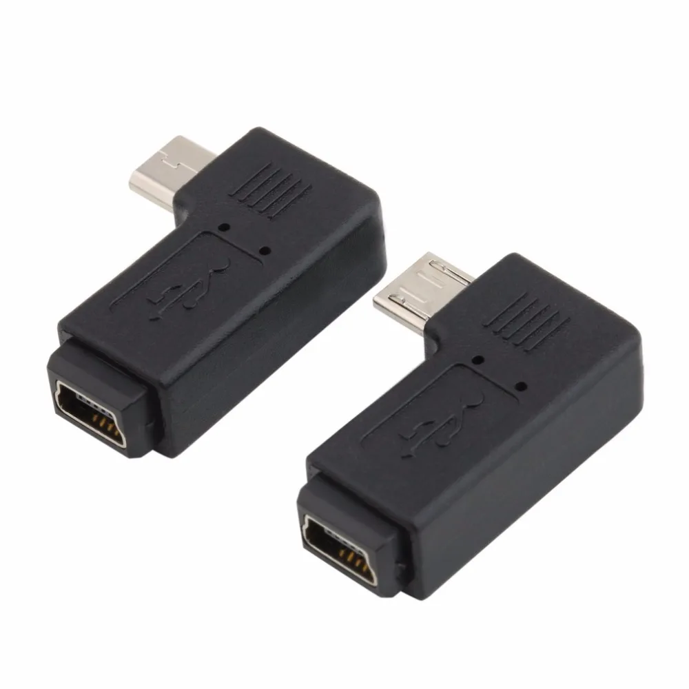 Черный 3*1,5*0,8 см Профессиональный левый/правый угловой USB Mini 5 Pin Female to Micro 5 Pin Male 90 градусов угловой переходник преобразователь