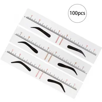

Tattoo Accessories 100pcs Disposable Eyebrow Stencil Eyebrow Tattoo Makeup Microblading Ruler Tools For Tattooing