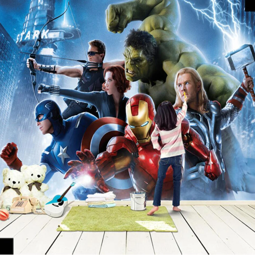 

Milofi Custom 3D Wallpaper Mural Body Avengers Cartoon Bedroom Children's Room Boys Hotel Theme Wall Paper Mural