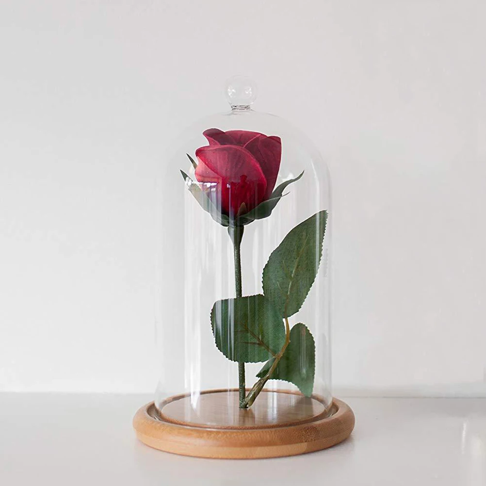 Clear Glass Jar Dome Cover Decorative Clear Glass Dome Cloche Bell Cover Fresh Flower Glass Cover for Wedding Valentine