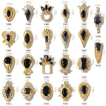 

FlorVida Nail Art 3D Decorations Gems Strass Golden Metal Jewelry With Rhinestones Crystal Design For Nails Pendant diamonds