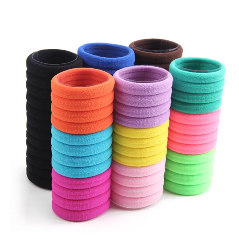 

30Pcs Women Girls High Elasticity 4cm Medium Thick Rolled Towel Hair Rope Candy Solid Color Rubber Band Ring Ponytail Holder
