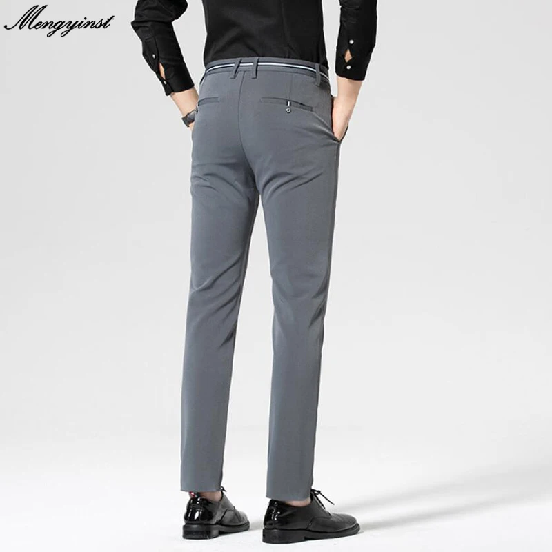 2021 мужские брюки из хлопка Бизнес Стиль мужской Slim Fit Брюки однотонные Длинные