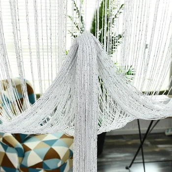 

Door Window Panel Shiny Tassel Flash Silver Line String Curtain Tassel Divider Sheer Curtain Window Door String Curtain D30