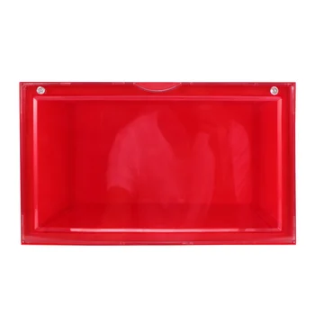 

Dustproof Magnetic Shoes Case Thicken Acrylic Shoes Box Flap Cover Style Shoe Storage Holder Stackable Box (Red, 36x28x22cm)