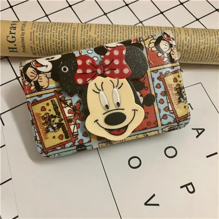Style two Модный женский короткий кошелек с изображением героев мультфильма Дисней Минни, милый детский персональный кошелек, милый цветной женский кожаный кошелек высокого качества - Цвет: Style two