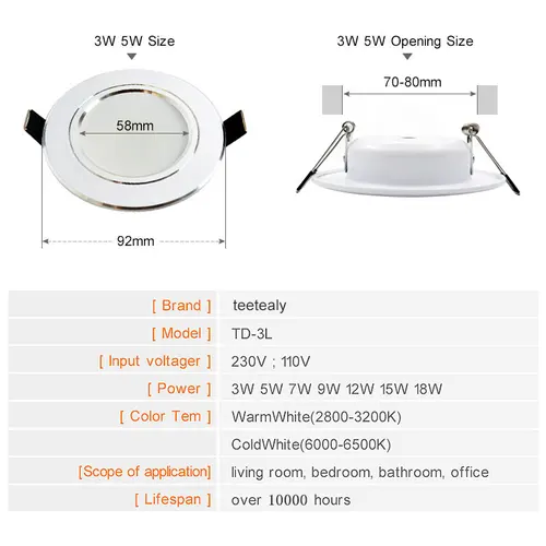 Led 통 3W 5W 7W 9W 12W 15W 18W AC 220V 230V 110V 천장 욕실 램프 거실 조명, 집 실내 조명 2