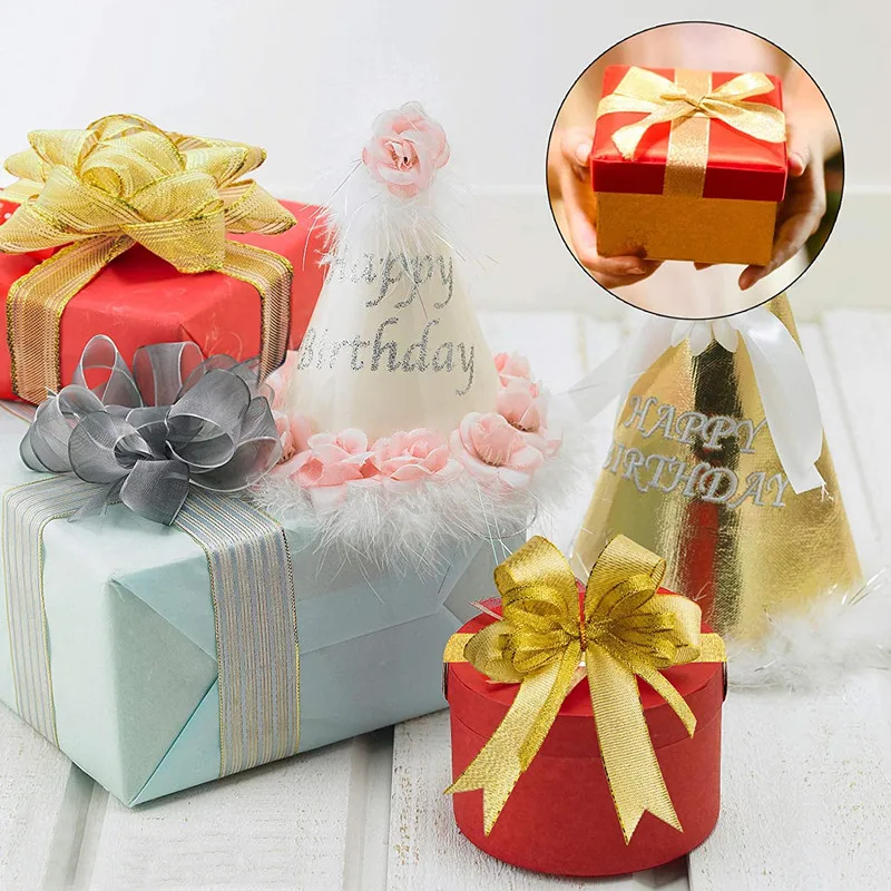 Organza Ribbon 25yards Gold/Silver Organza Ribbon tapes DIY Handicraft accessories For bow making Wedding Supplies Cake Gifts Decoration 6-50mm