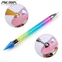 ANGNYA New Dual Heads Acrylic Metal Dotting Wax Pen Gradient Rhinestones Gem Picker Crystal Picking Nail Art Studs Dotter Tools 1