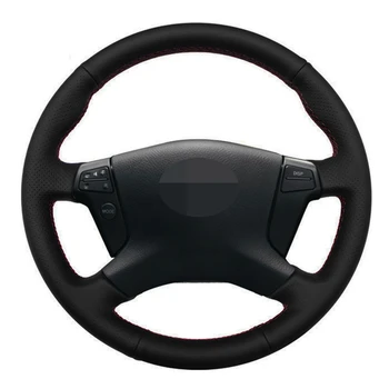 

Car Steering Wheel Cover Hand-stitched Black Artificial Leather For Toyota Avensis 2003-2007