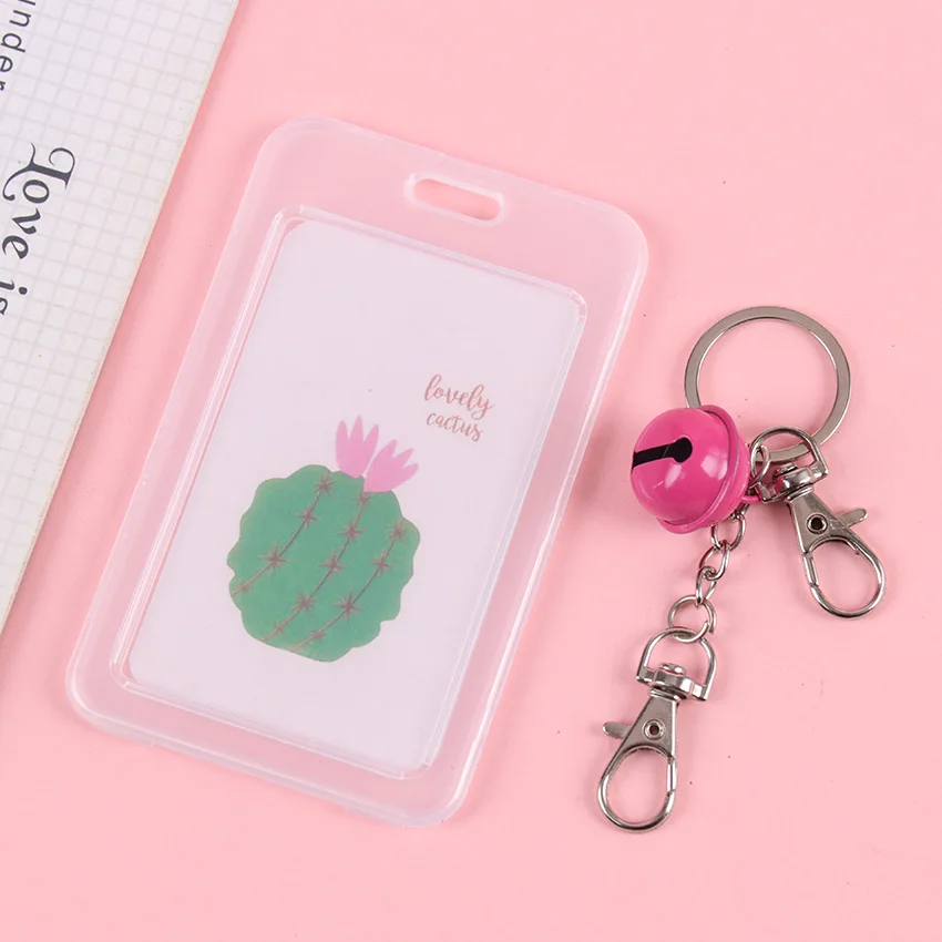 prickly pear 1 шт прозрачный чехол для карты брелок для еды карта студенческий доступ Набор для автобусной карты ID карты держатель значка - Цвет: prickly pear