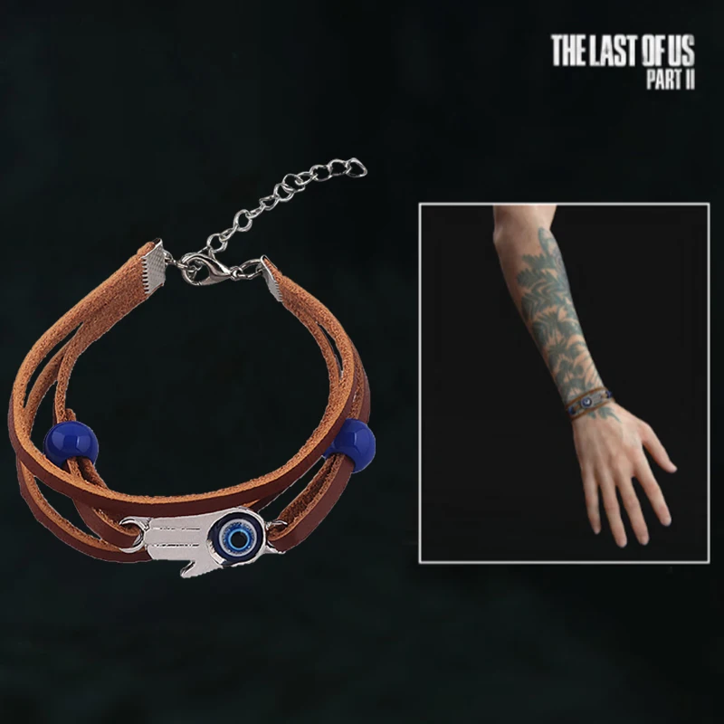 The Last of Us Part 2 Ellie Dina Hamsa Leather Bracelets for Women Men Jewelry