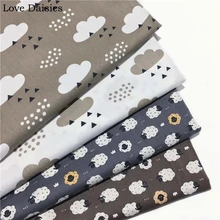 Хлопок саржевая ткань мультфильм CAMEL WHTE облака темно серый коричневый Белая овца ткани для DIY постельный принадлежности подушки Декор для одежды