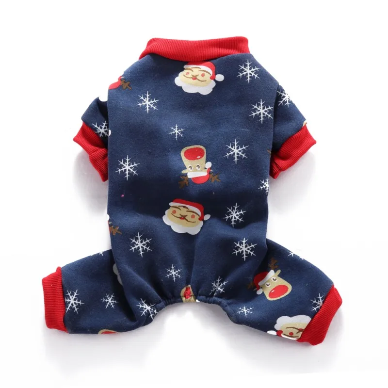 Одежда для собак, Рождественская Пижама для собак со снежинками, комбинезон для собак, супер мягкая теплая для щенков собак, костюм - Цвет: Синий