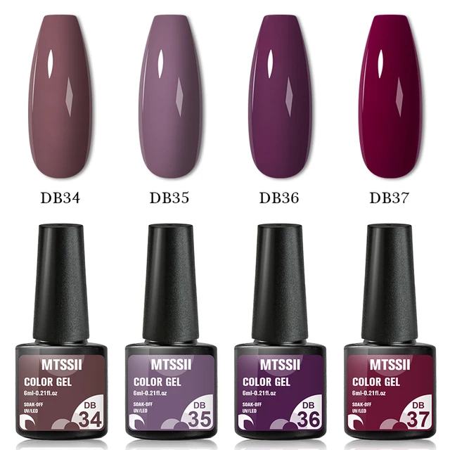 Mtssii 10Pcs/set Color Gel Nail Polish Set 100 Colors Semi Permanent UV Led Gel Varnish Soak Off Nail Lacquers Base Top Coat ZH12831 4PCS