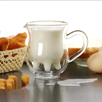 

Creative double-layer milk glass cup coffee cup high borosilicate heat-resistant small cow glass WF5151625
