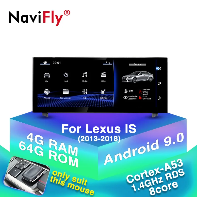 Navifly 4 + 64G Android 9 0 автомобильный мультимедийный плеер навигация gps для Lexus RC IS 200 250 300