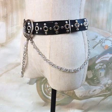 Панк Пояс на талию модный регулируемый кожаный жгут сексуальные подвязки с металлической цепочкой подвязки для женщин вечерние аксессуары