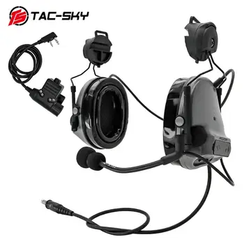 

TAC-SKY hunting noise reduction pickup tactical helmet ARC track tactical headset COMTAC III silicone earmuff version+U94 PTT