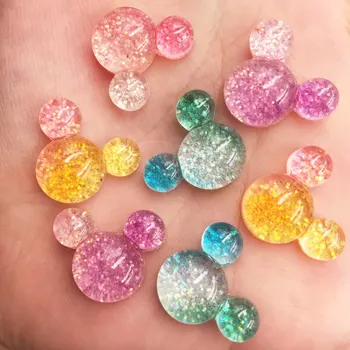 

12pcs Resin Glitter Cute Colorful Mouse Head Flat Back Rhinestone Appliques DIY Wedding Scrapbook Craft Crystal Ornament F772