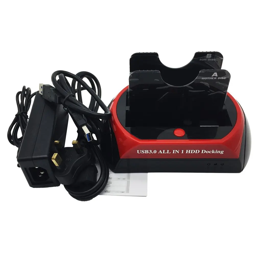 

875U3-J All in 1 HDD Docking 2.5"/3.5" USB 3.0 To Double SATA Hard Disk Dock Station High Speed Transfer With Power Adapter