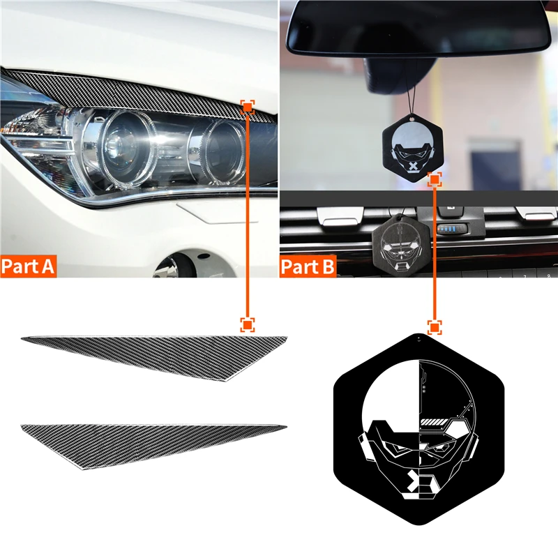 

For BMW X1 E84 2009-2014 Car Front Headlight Eyebrow Protection Stickers Soft Real Carbon Fiber Headlamp Eyelid Decoration Cover