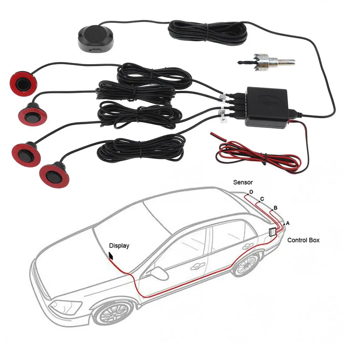 4pcs Black/Silver/White 16.5mm Car Original Flat Parking Sensor Car Video Parking Sensor Reverse Backup Radar Sound Buzzer Alarm