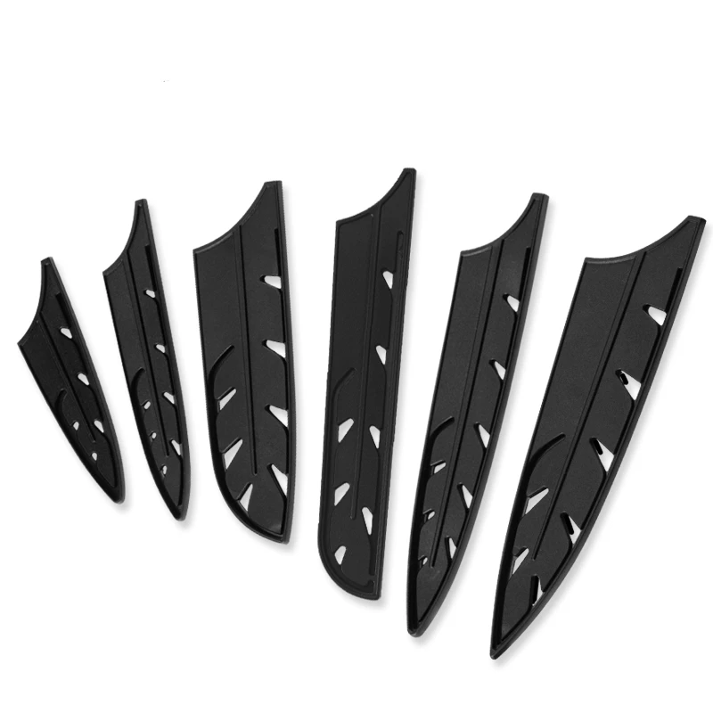 

XYj Knife Blade Protector Cover Set Black Plastic Cover For Stainless Steel Kitchen Knives Cutlery Tools Cooking Accessory 6 Pcs