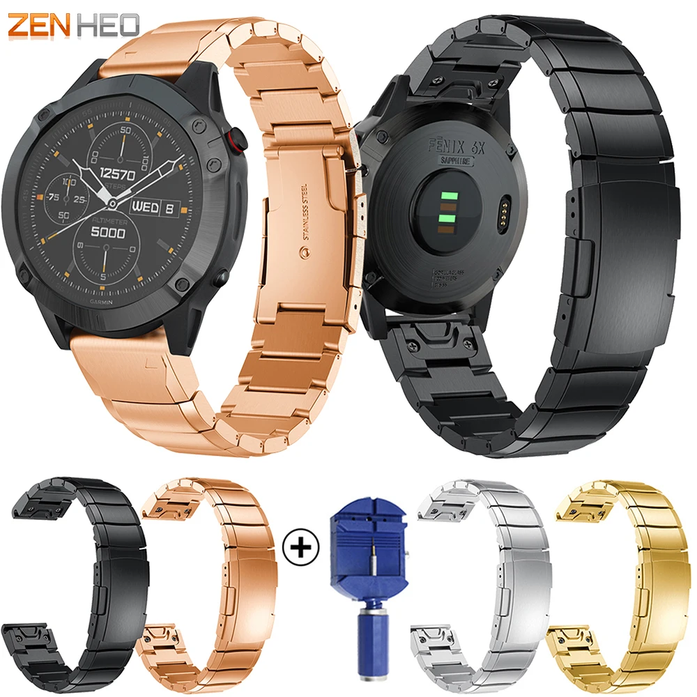 26 мм быстросъемный ремешок для Garmin Fenix 6X/5X/5X Plus из нержавеющей стали 3/3HR Смарт-часы