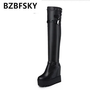 

Small women's over-the-knee boots, new autumn and winter, wild, thick bottom, high wedge, long tube women's boots