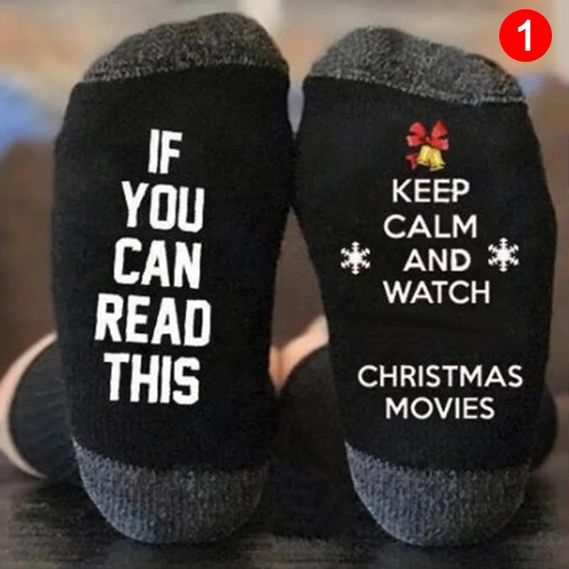 1 пара мягких носков с рождественскими буквами, зимние теплые носки для женщин NFE99