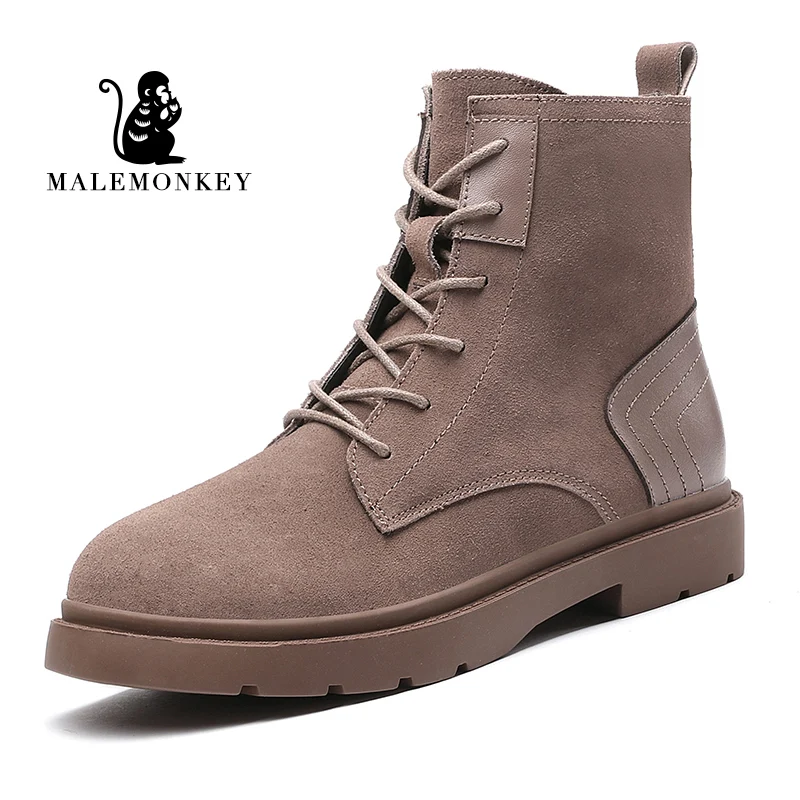 

Malemonkey 2019 Size35-40 Winter Fashion Lady Boots Locomotive Boots Warm And Thickened Lace-up Round Toe Motorcycle Boots