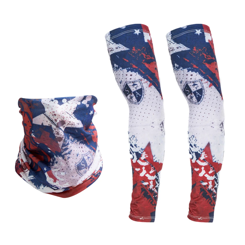 1 Pair Sun Protection Arm Sleeves Cooling Sleeves Arm Cover with Scarf for Bike Cycling/Hiking/Golf/Driving