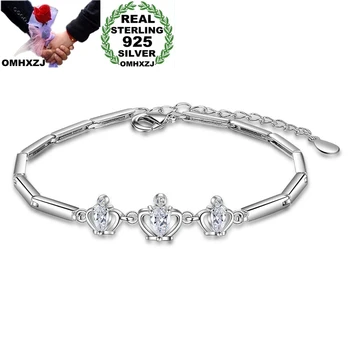 

OMHXZJ Wholesale European Fashion Woman Party Birthday Wedding Gift Crown Amethyst Zircon S925 Sterling Silver Bracelet SZ136