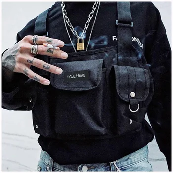 

Functional Tactical Chest Bags Men 2020 Fashion Bullet Hip Hop Vest Streetwear Bag Male Waist Pack Unisex Black Chest Rig Bags