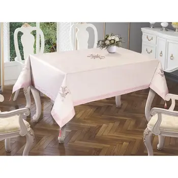 

Tulip Embroidered Table Cover Cream Powder