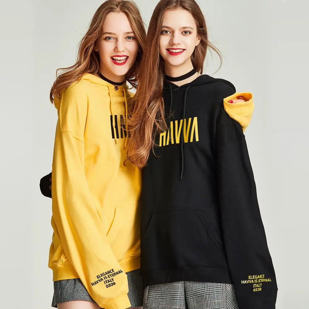 HAVVA autumn and winter new fashion hooded cotton pullover loose jumper women V31340