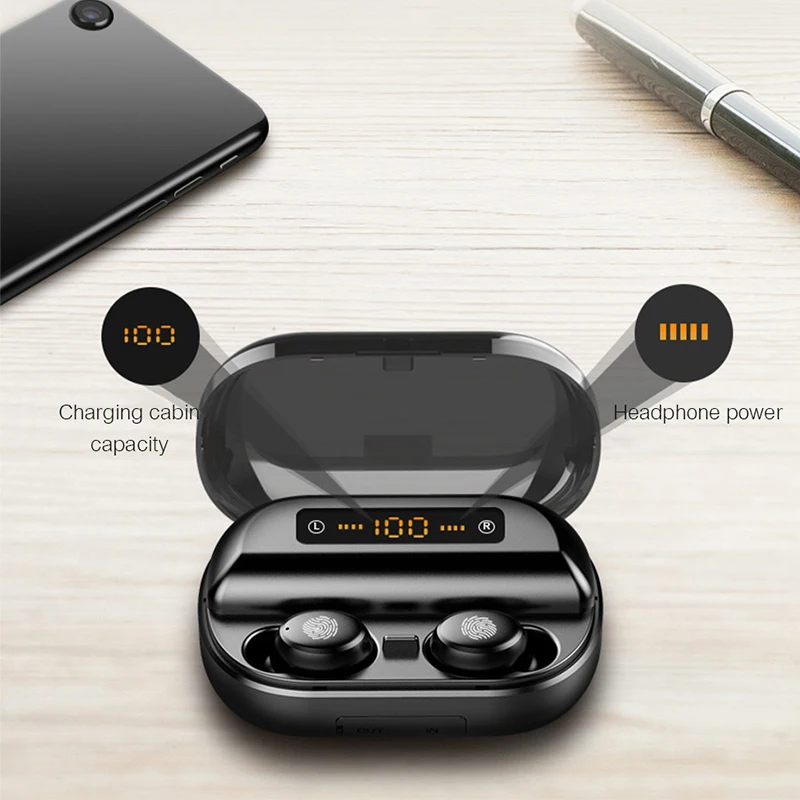 TWS 5,0 bluetooth стерео наушники-вкладыши IPX7 водонепроницаемые беспроводные наушники спортивные наушники с 4000 мАч, цифровой дисплей power bank