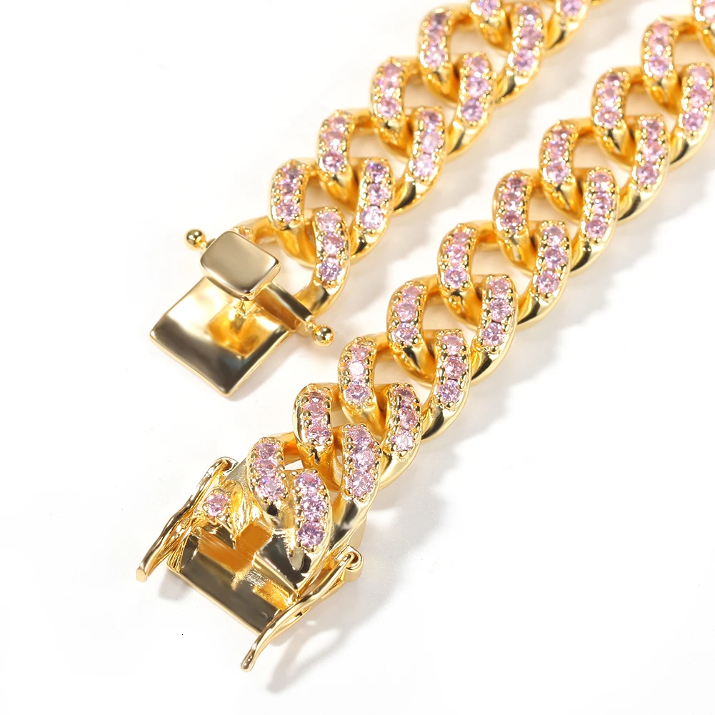 THE BLING KING 12 мм Micro Pave Iced CZ кубинские звенья ожерелья цепочки золотой цвет Роскошные Bling ювелирные изделия мода хип-хоп для мужчин